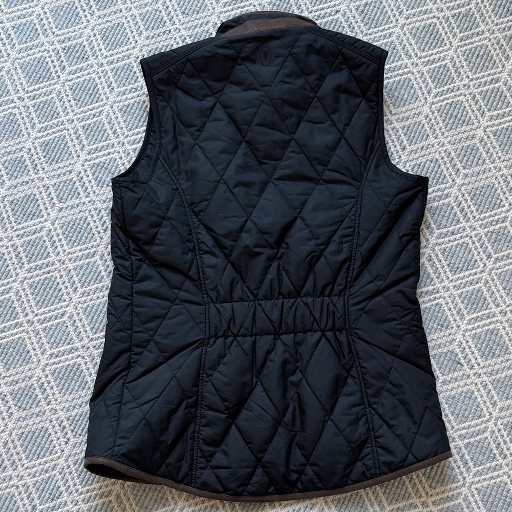 Tom Beckbe NWOT Women’s Black Quilted Vest, Brown Leather and Corduroy Accents - Picture 9 of 10